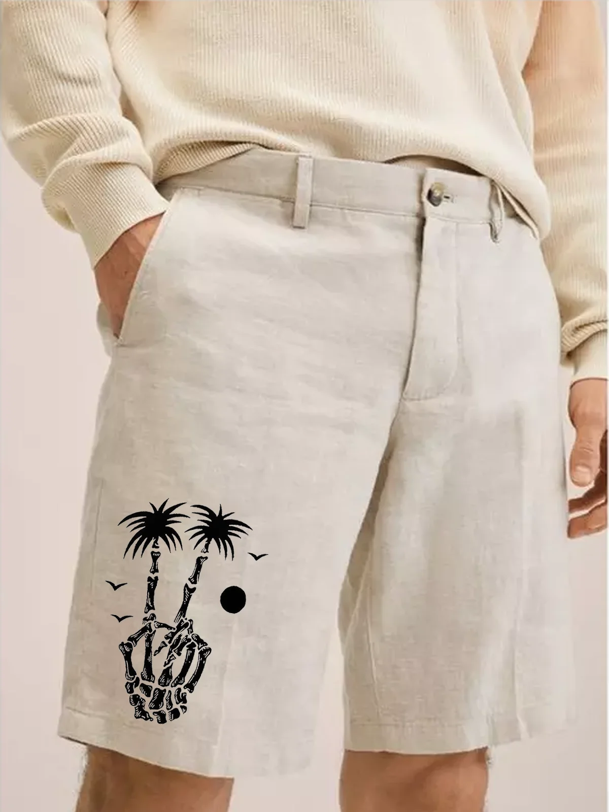 Coconut Tree Print Vacation Bermuda