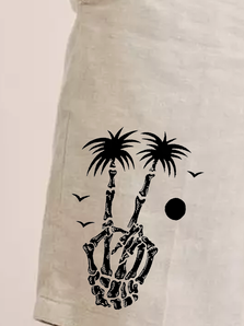 Coconut Tree Print Vacation Bermuda