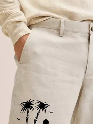 Coconut Tree Print Vacation Bermuda