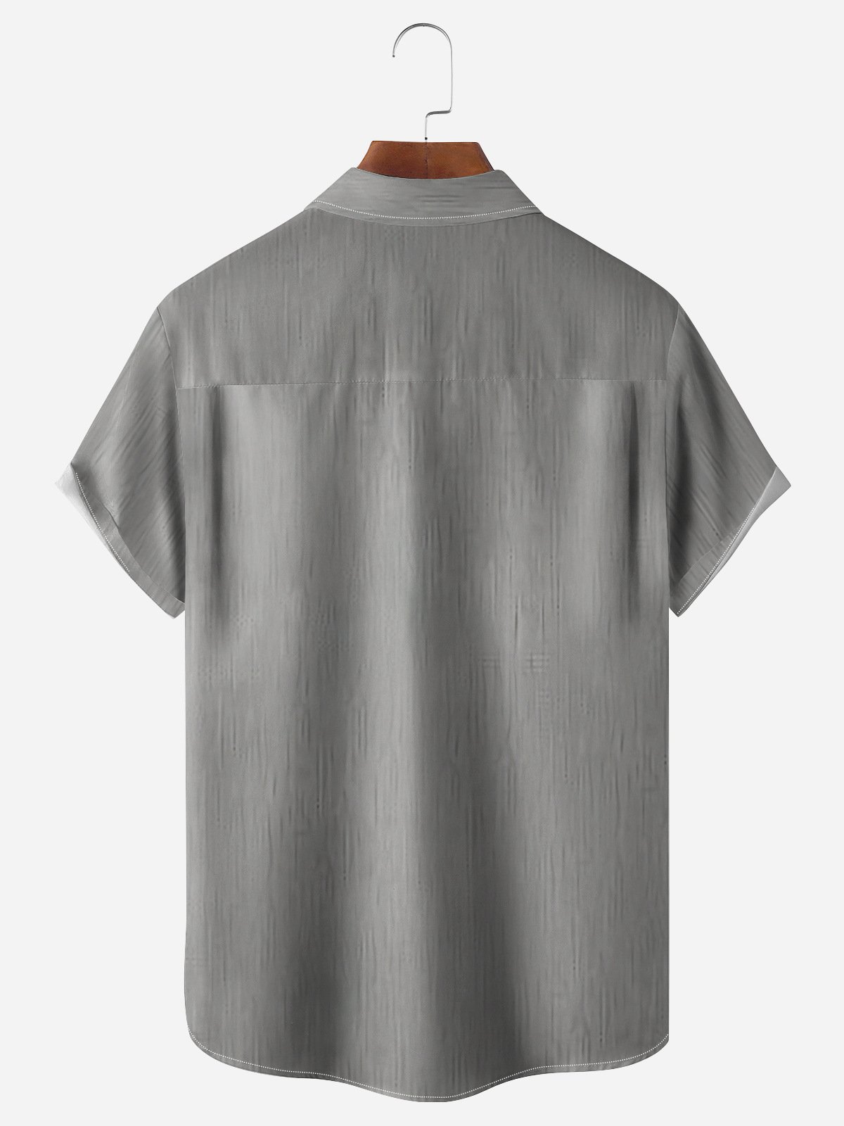 Geometric Ripple Chest Pocket Short Sleeve Bowling Shirt