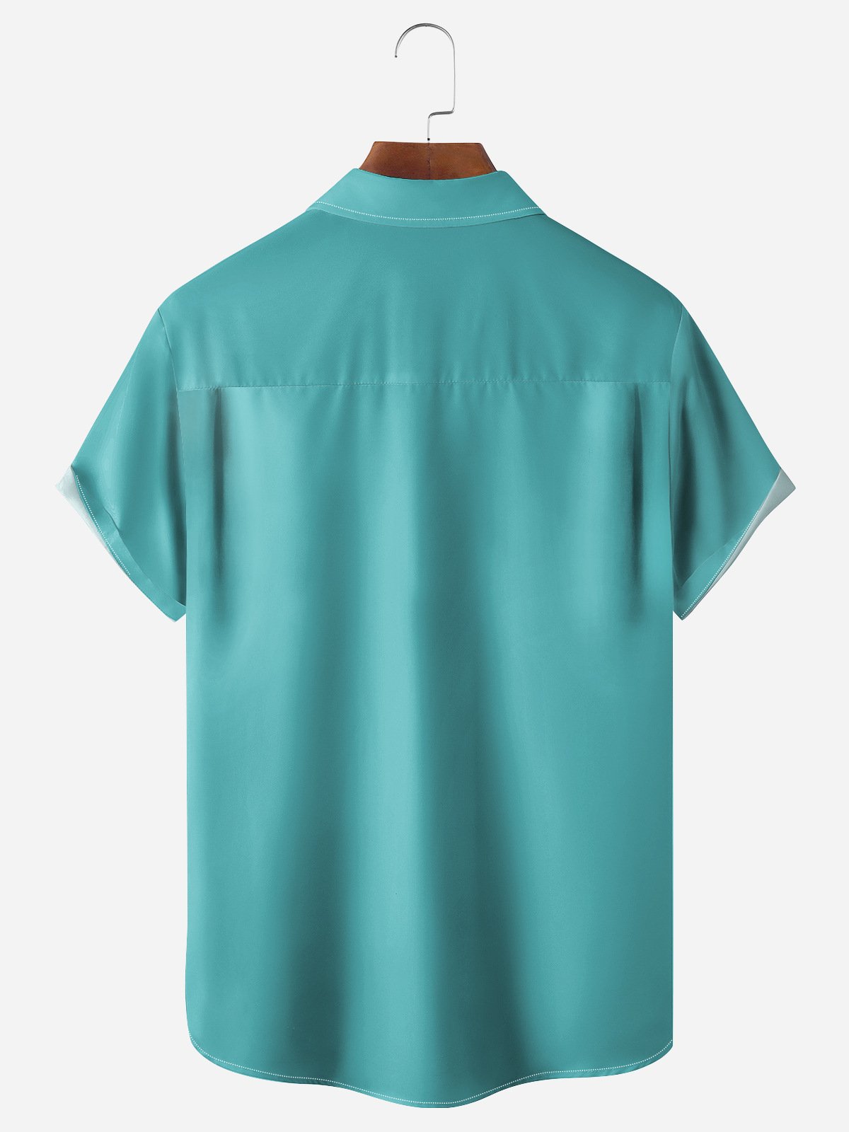 Gradient Plaid Chest Pocket Short Sleeve Casual Shirt
