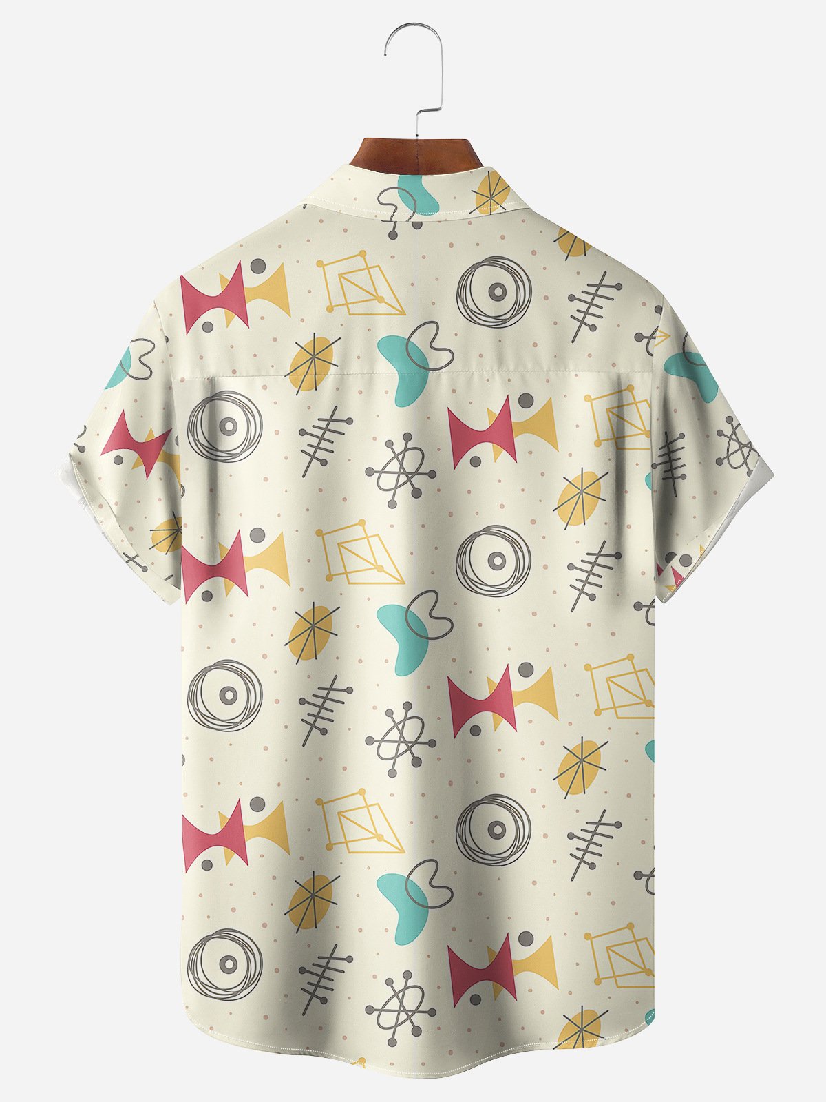 Mid Century Geometry Chest Pocket Short Sleeve Hawaiian Shirt