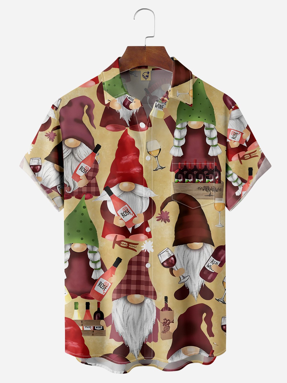 Gnomes Chest Pocket Short Sleeve Casual Shirt