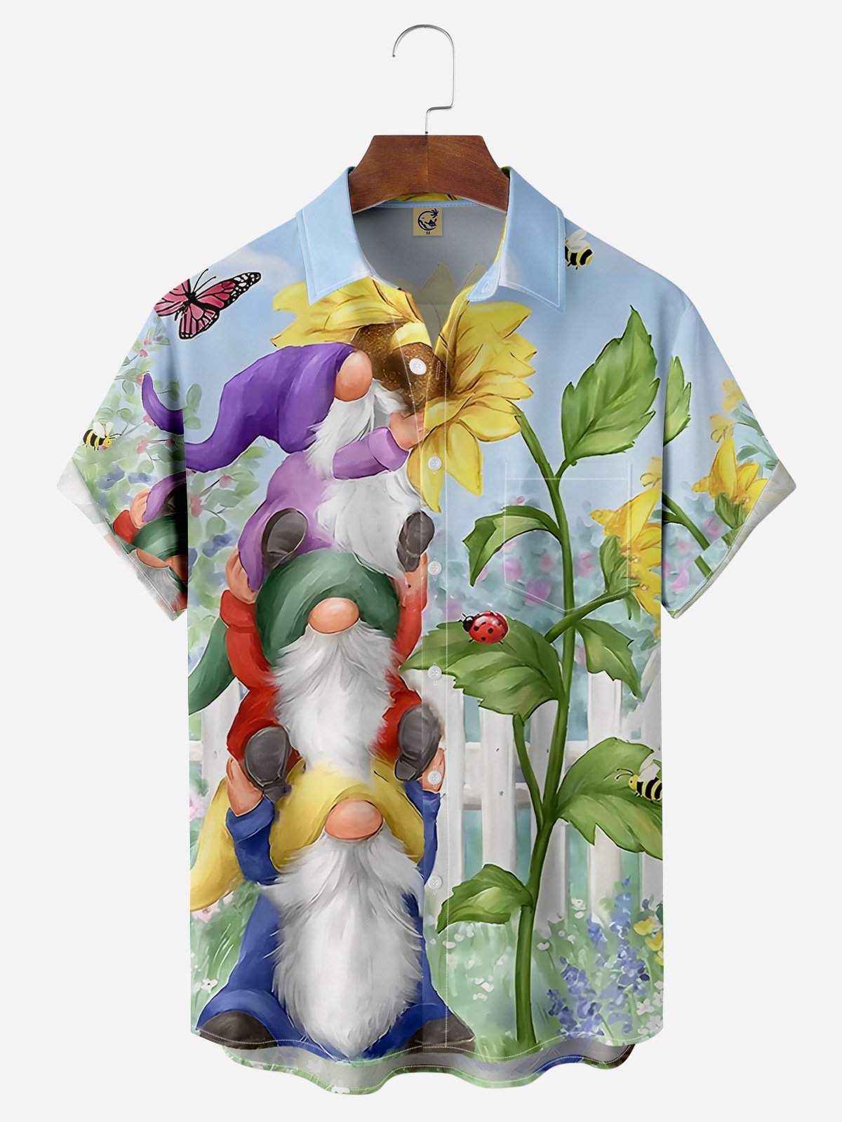 Gnomes Chest Pocket Short Sleeve Hawaiian Shirt