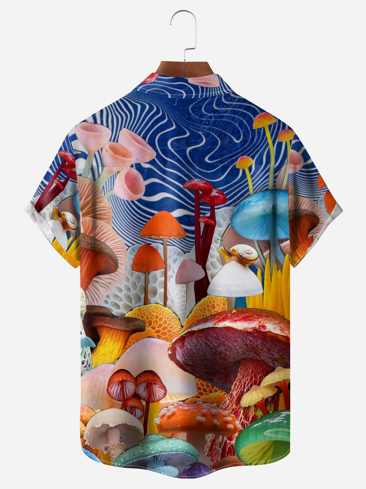 Mushroom Chest Pocket Short Sleeve Casual Shirt