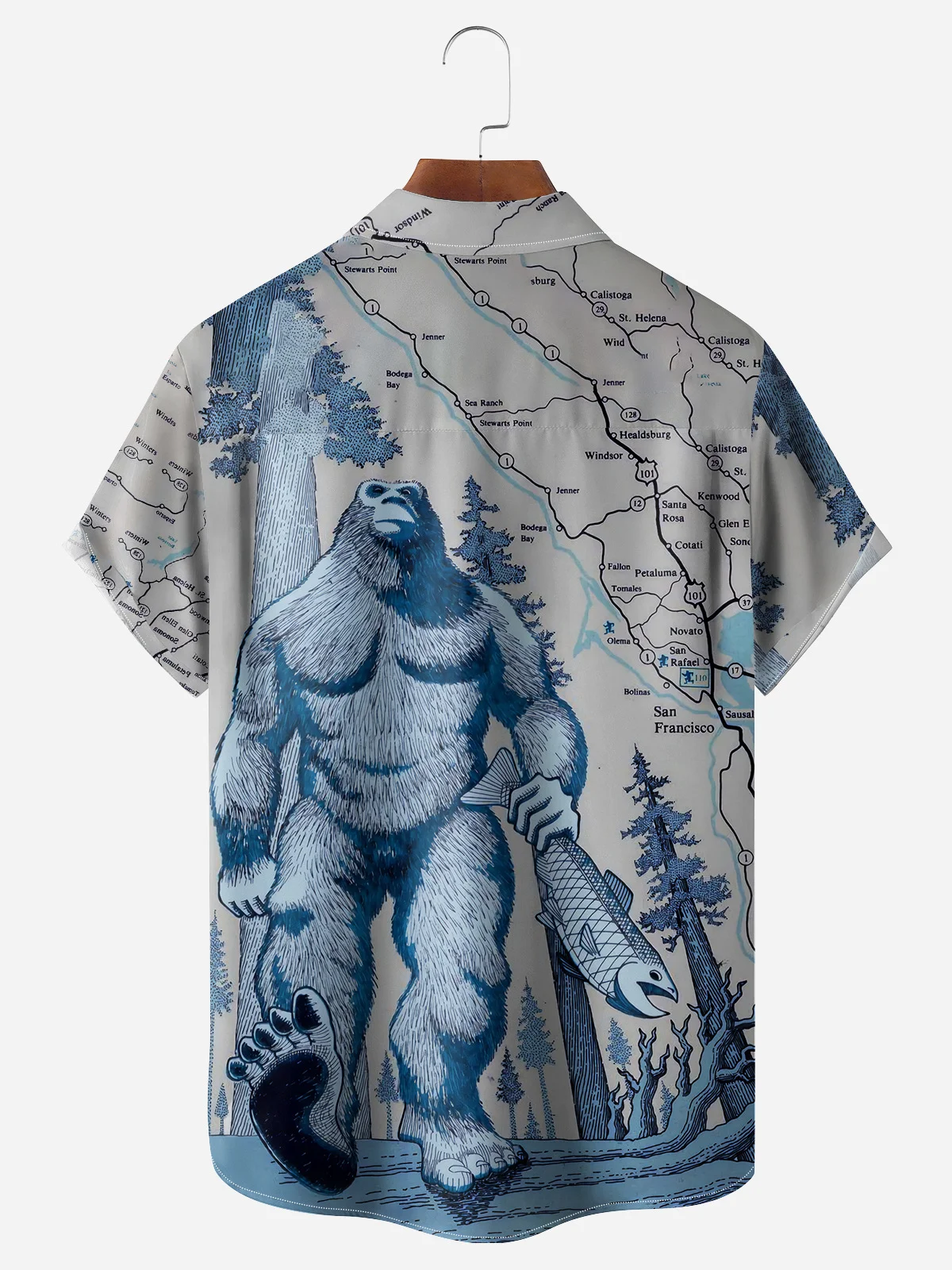 Map Apes Chest Pocket Short Sleeve Casual Shirt