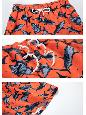 Shark Drawstring Beach Shorts