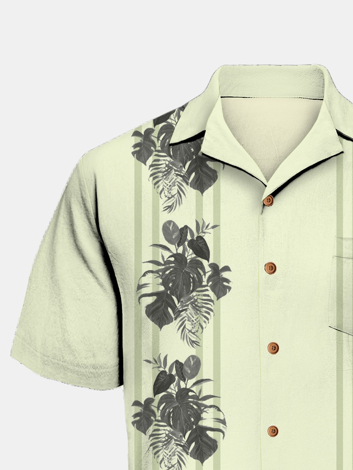 Plants Chest Pocket Short Sleeve Bowling Shirt