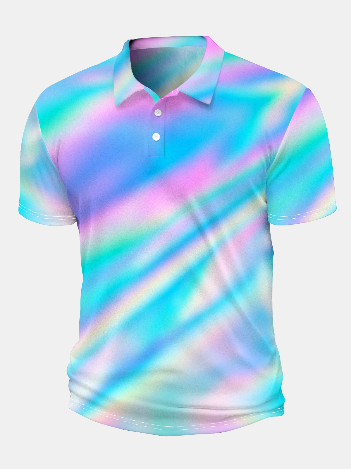 Ombre Button Short Sleeve Polo Shirt