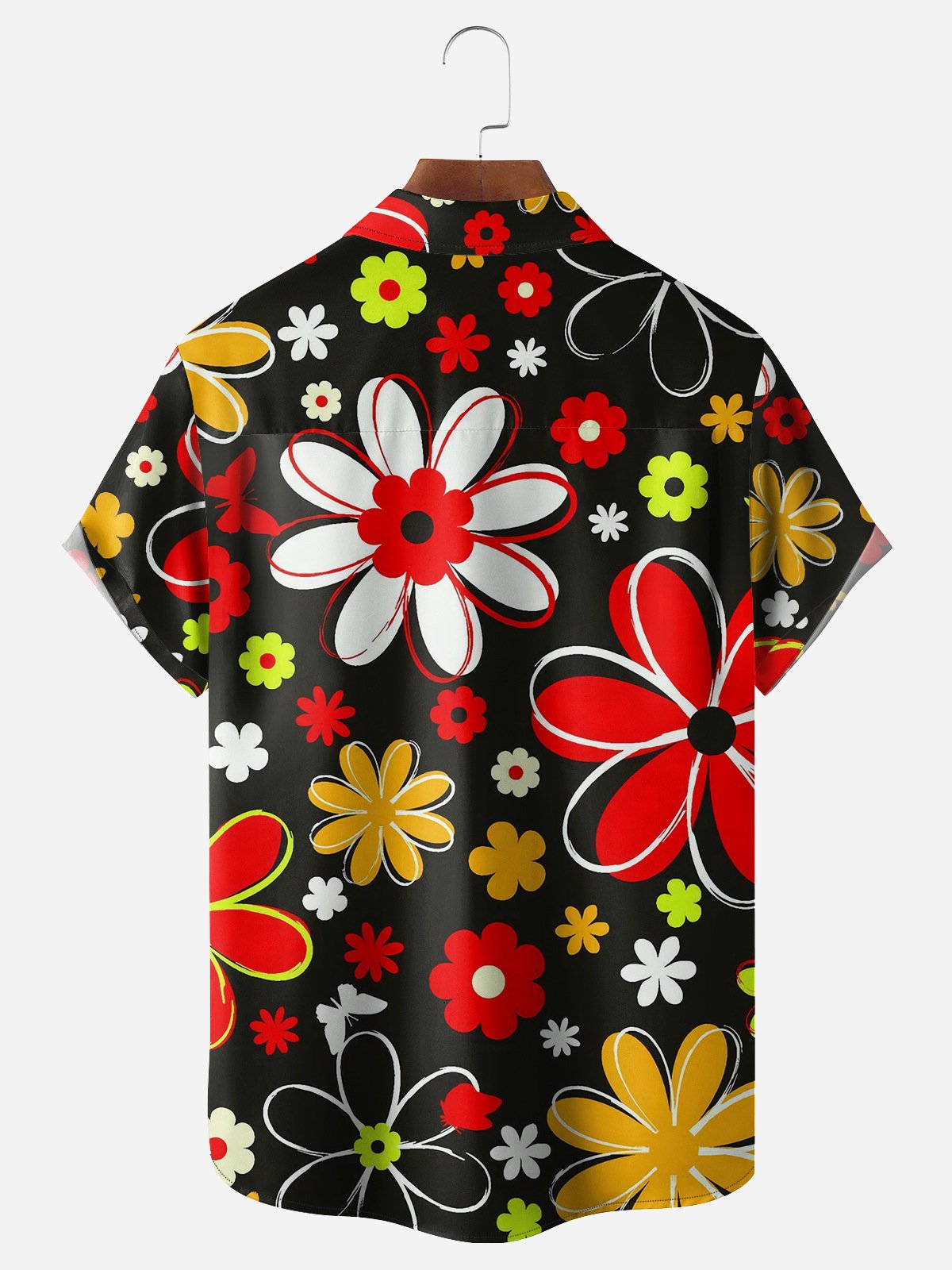 Floral Chest Pocket Short Sleeves Hawaiian Shirt