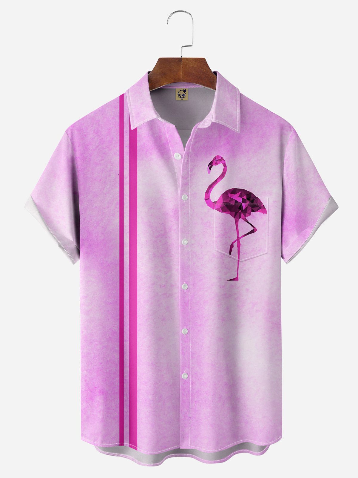 Flamingo Chest Pocket Short Sleeve Bowling Shirt | hawalili