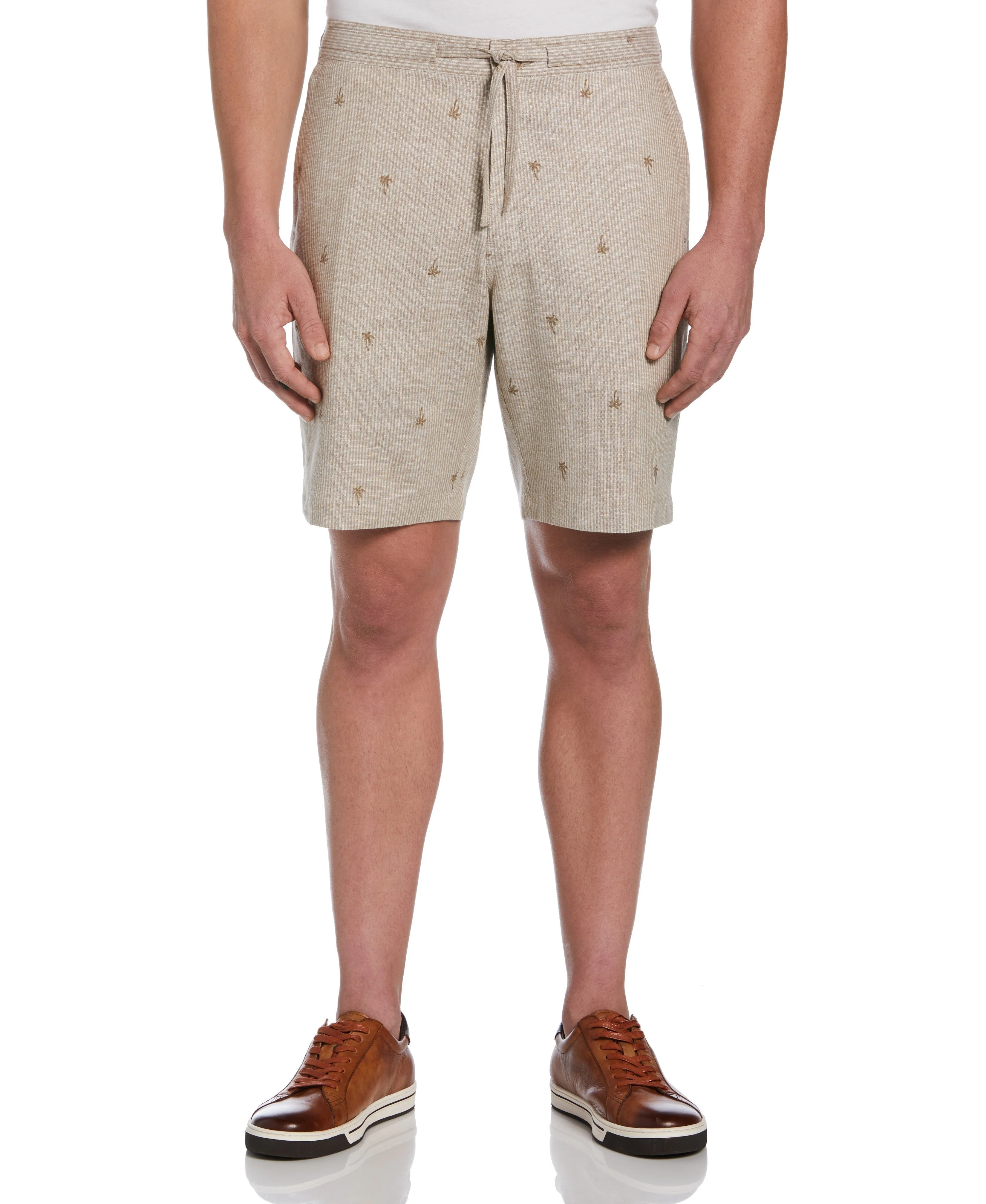 Striped Coconut Tree Drawstring Shorts