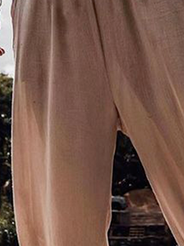 Cotton Plain Casual Herem Pants