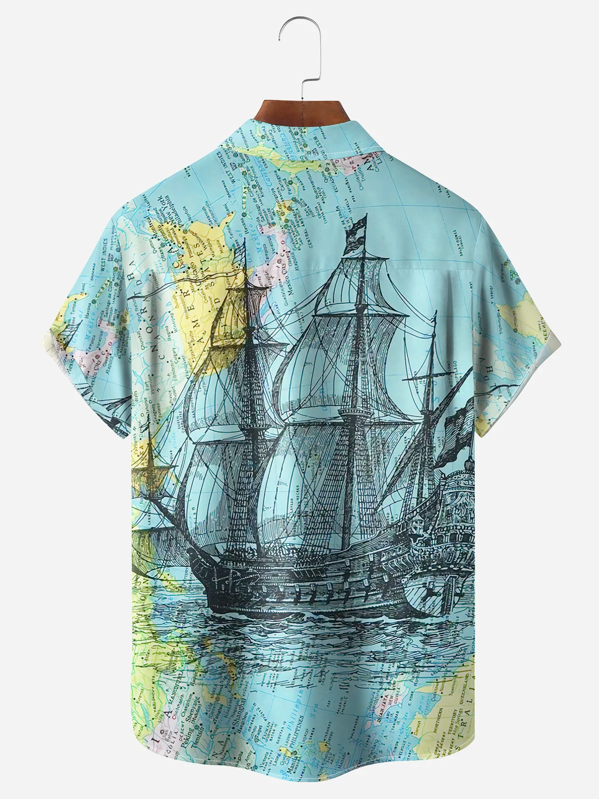 Columbus Day Sailing Chest Pocket Short Sleeve Casual Shirt