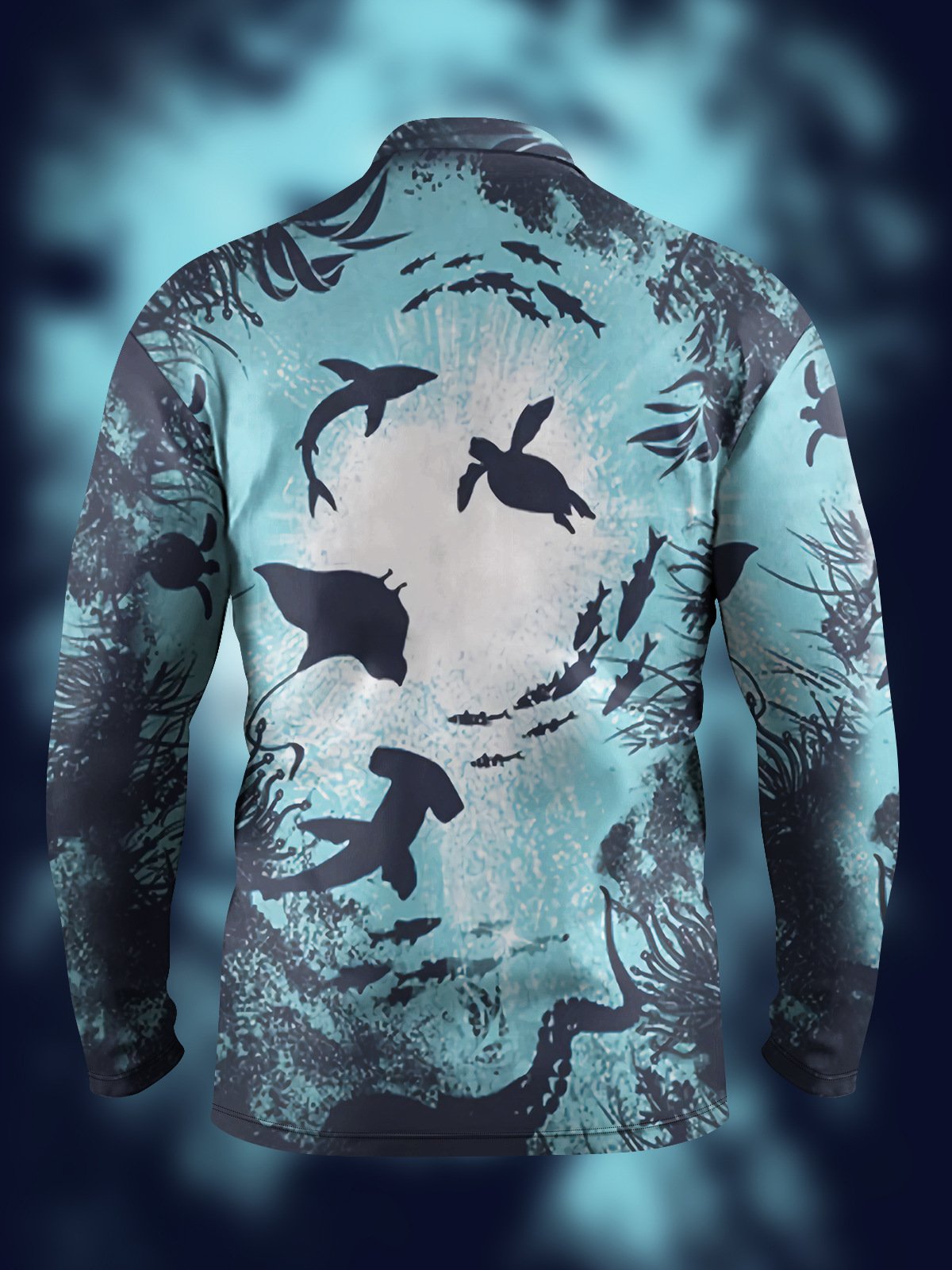Sea Turtle Manta Button Short Sleeve Vacation Polo Shirt