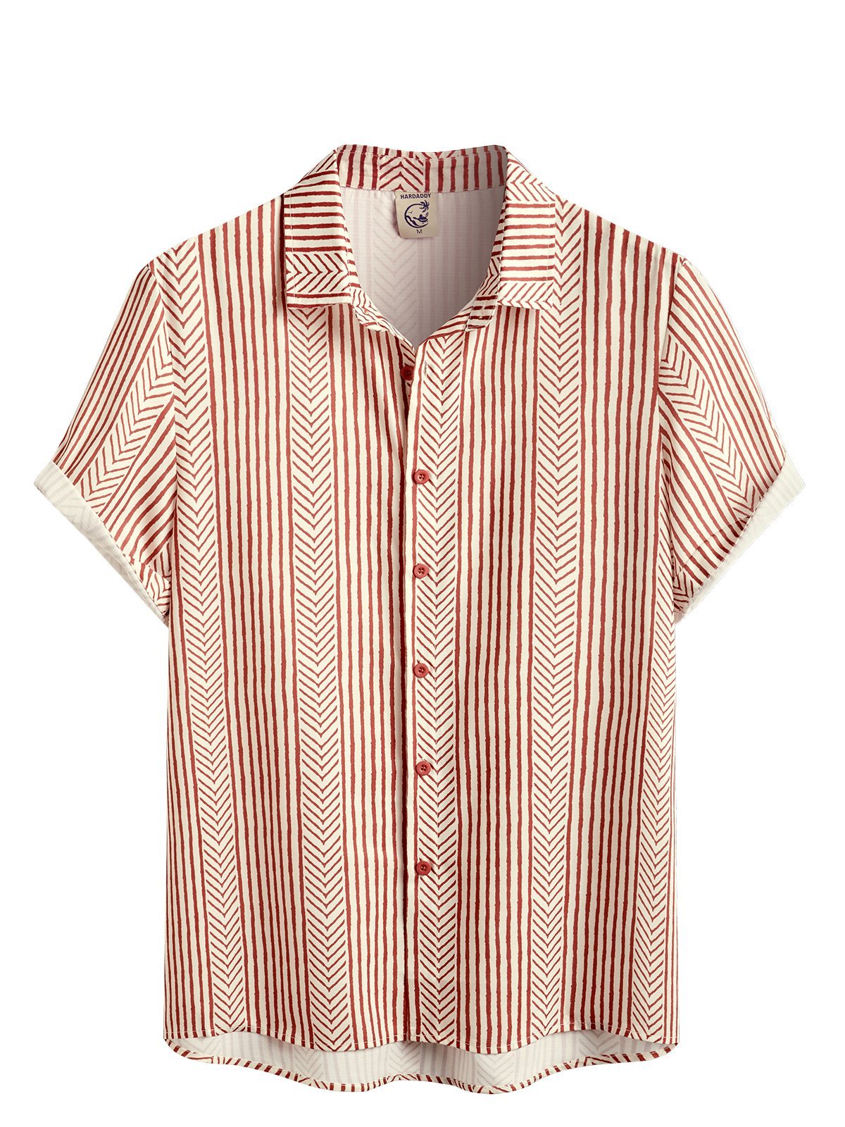 Big Size Retro Striped Chest Pocket Short Sleeve Shirt