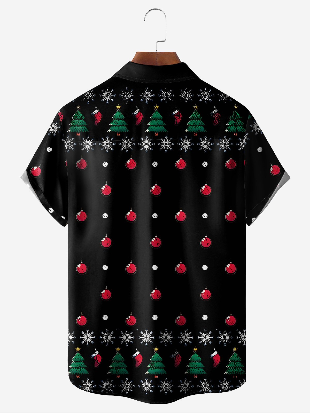 Christmas Chicken Chest Pocket Short Sleeve Holiday Shirt