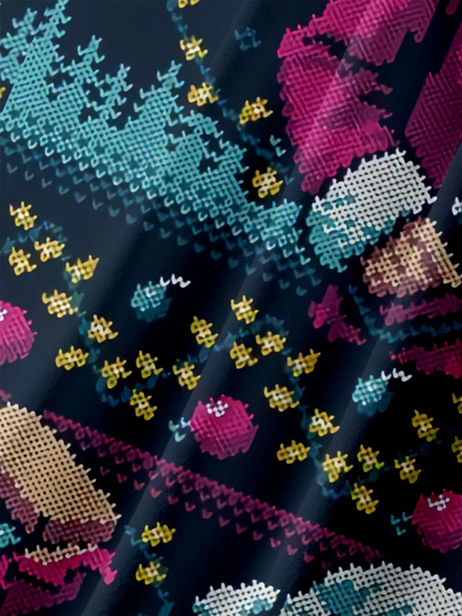 Big Size Christmas Chest Pocket Short Sleeve Casual Shirt