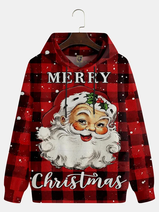 Ugly Plaid Santa Claus Hoodie Sweatshirt