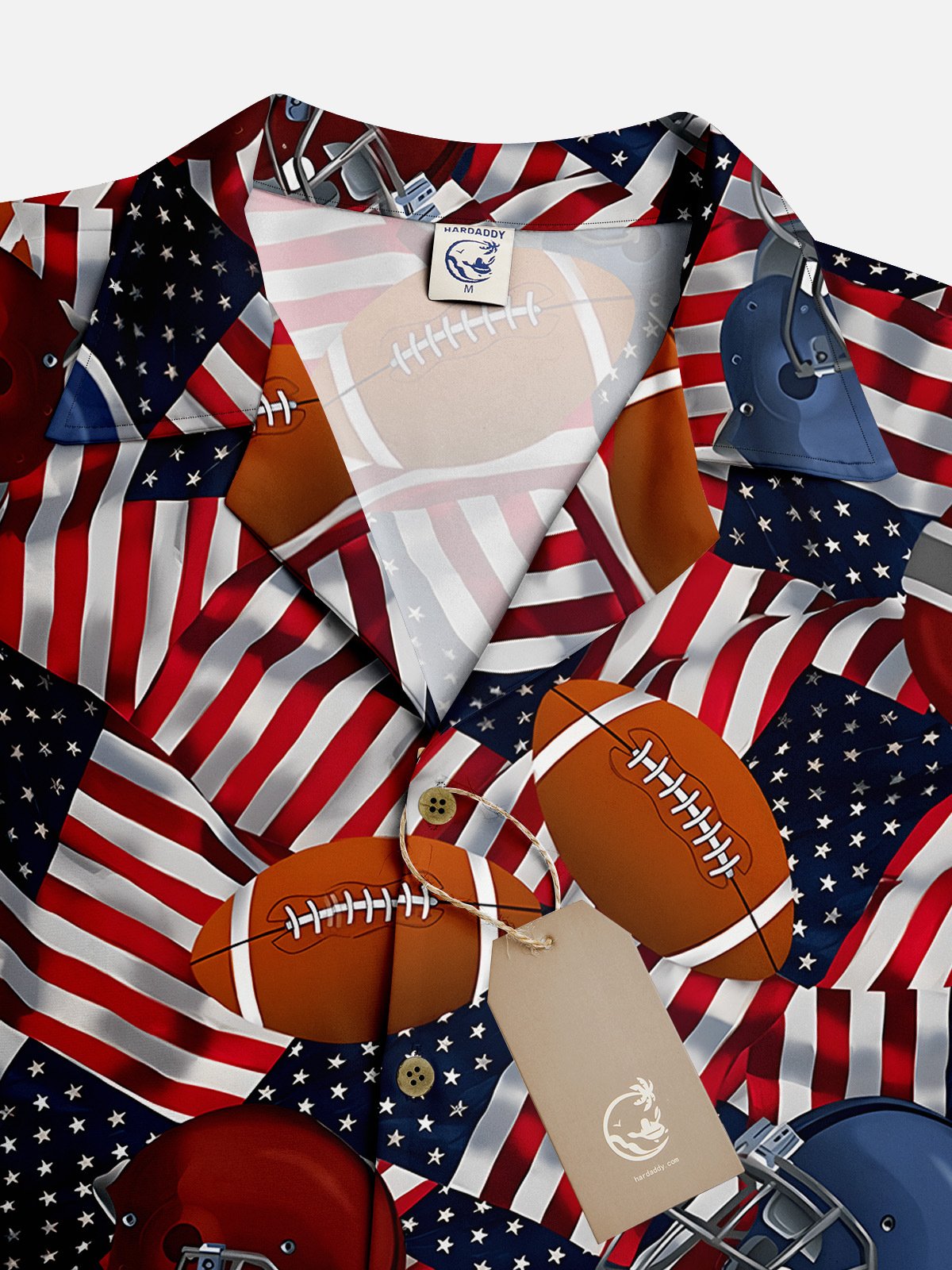 American Flag Football Short Sleeve Aloha Shirt