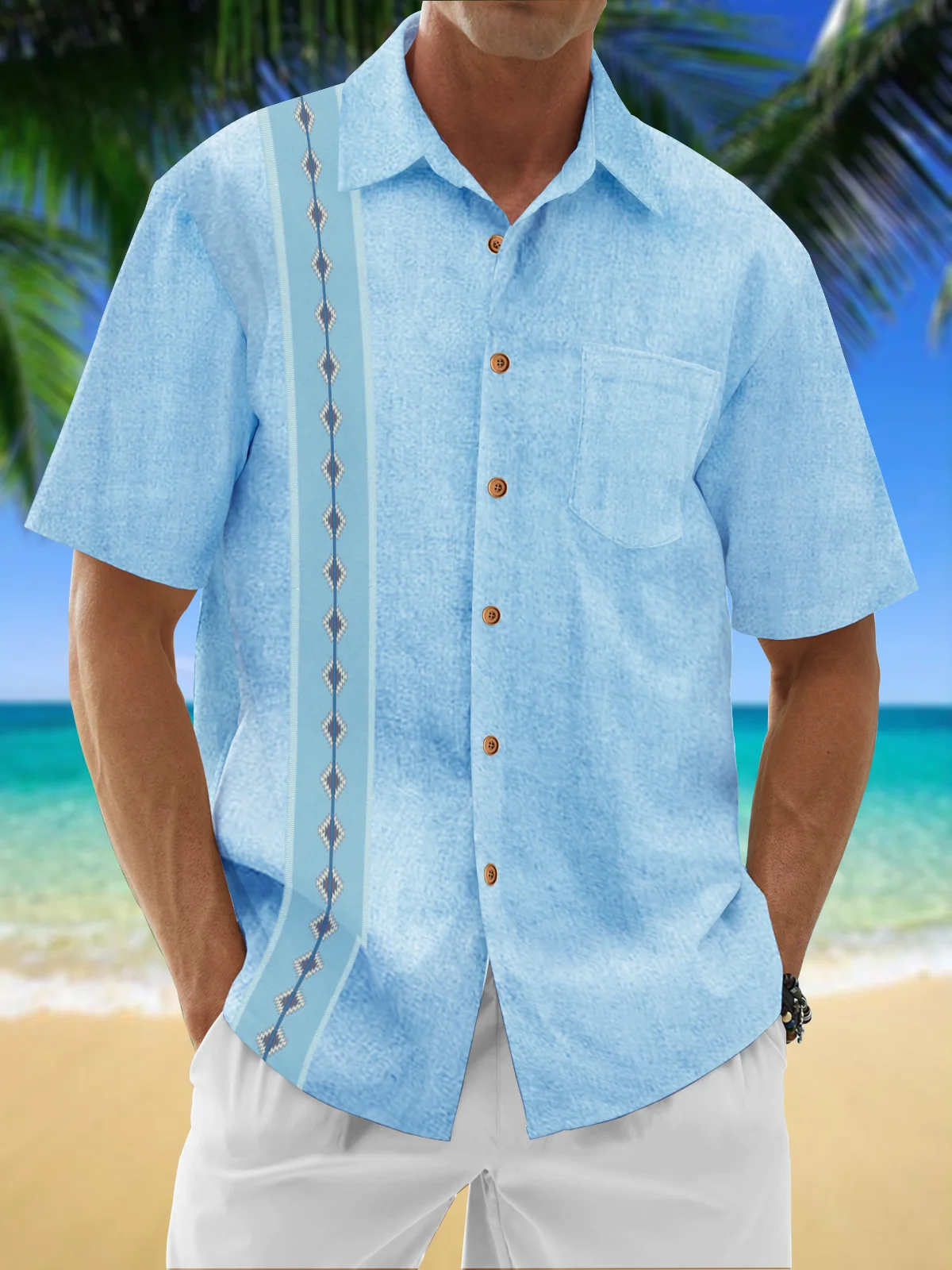 Cotton Striped Casual Guayabera Shirt