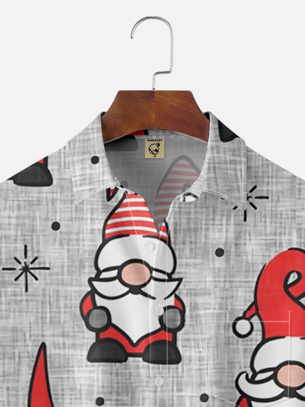 Men's Santa Print Casual Breathable Short Sleeve Shirt
