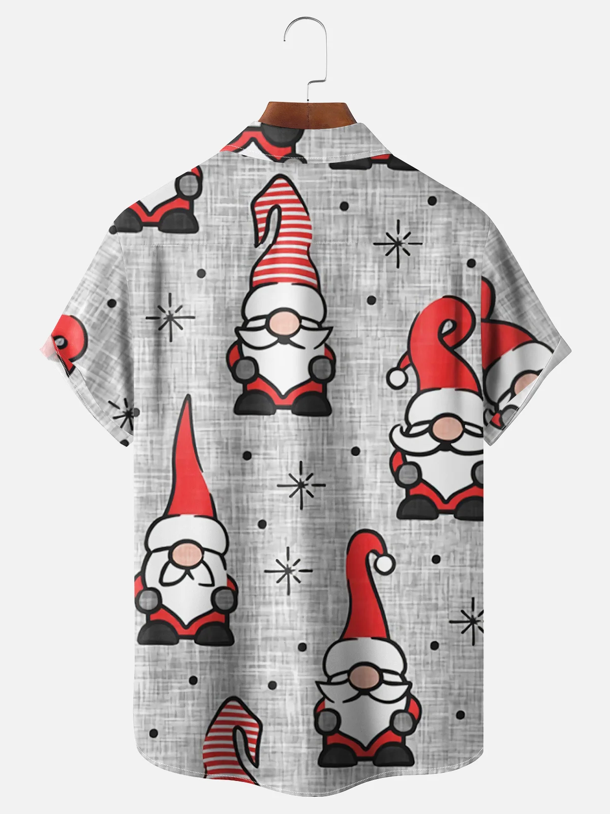 Men's Santa Print Casual Breathable Short Sleeve Shirt