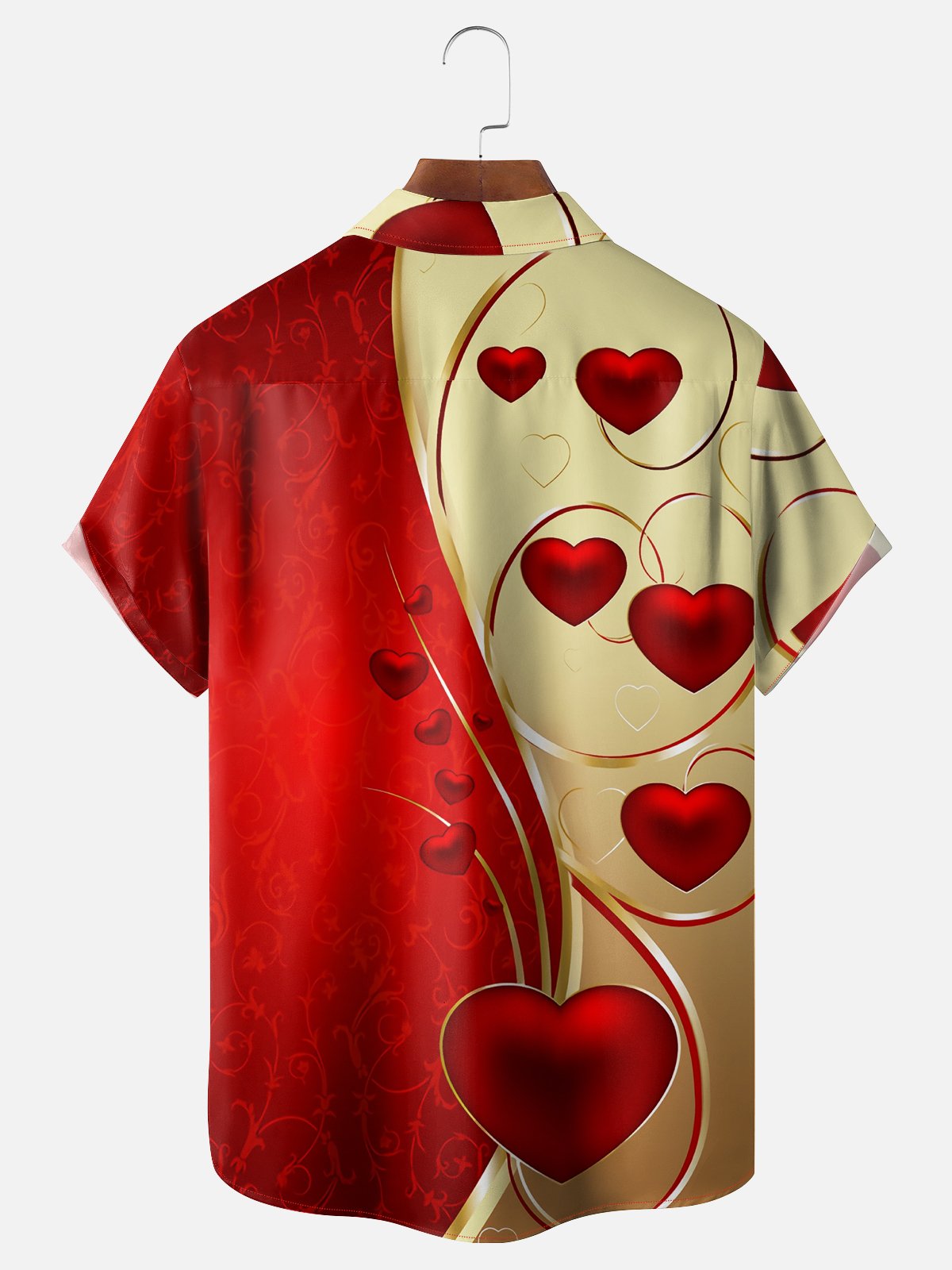 St Valentine‘s Day Heart Chest Pocket Short Sleeve Shirt