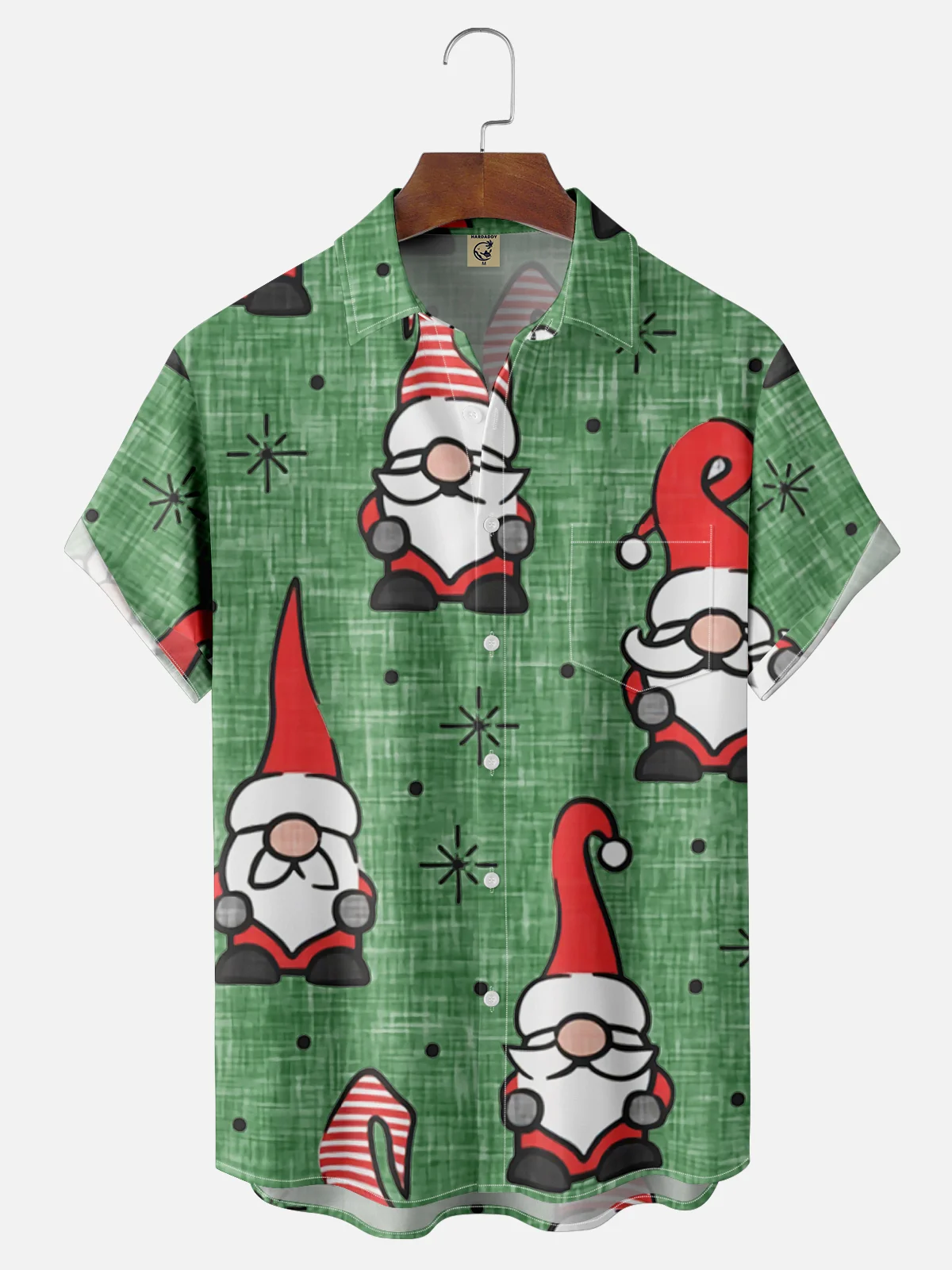 Men's Santa Print Casual Breathable Short Sleeve Shirt