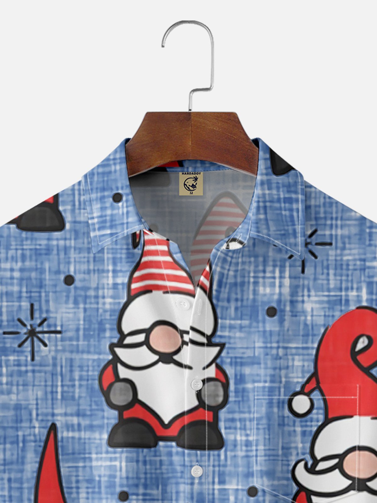 Men's Santa Print Casual Breathable Short Sleeve Shirt