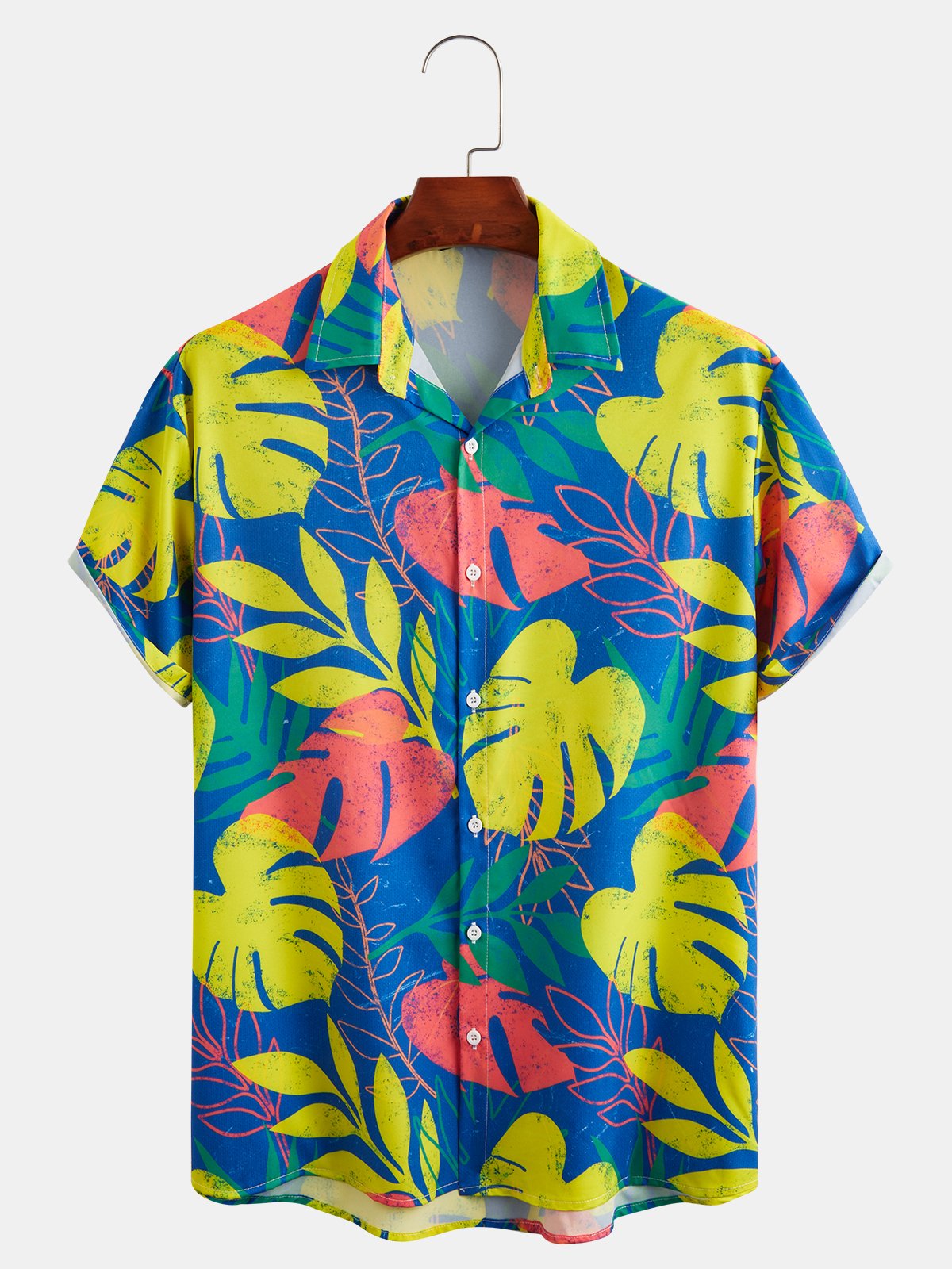 Hawaiian Leaf Graphic Men's Casual Short Sleeve Shirt