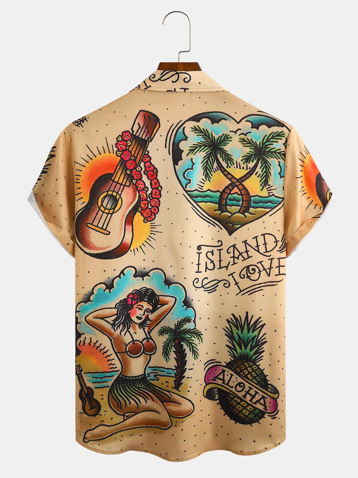 Mens Beach Print Casual Breathable Hawaiian Short Sleeve Shirt