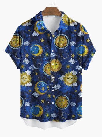 Men's Sun And Moon Tribal Vintage Printed Shirt