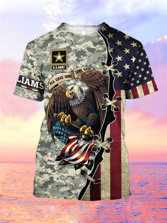 Mens American Flag Casual Short Sleeve T-shirt