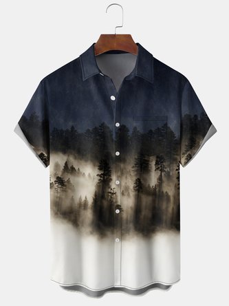 Men's Cloud Print Casual Breathable Hawaiian Short Sleeve Shirt