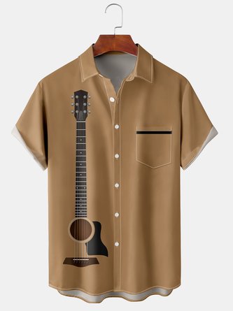 Casual Summer Music Lightweight Vacation Regular Fit Short sleeve Regular H-Line shirts for Men