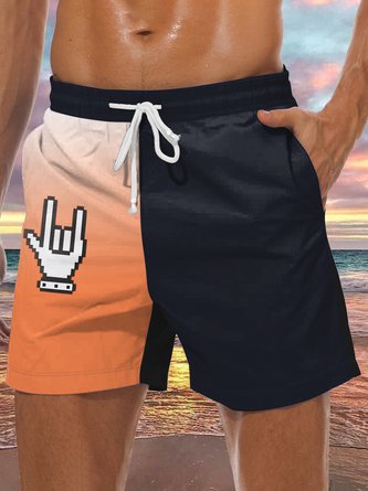 Men's Rock Music Element Graphic Print Casual Vacation Beach Shorts