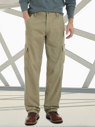 Vintage Plain Autumn Twill Natural No Elasticity Party Cargo pants H-Line Casual Pants for Men