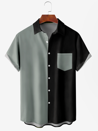 Casual Plain Summer Polyester Loose Short sleeve Regular H-Line Regular Size shirts for Men