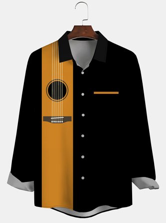Casual Autumn Music Micro-Elasticity Long sleeve Regular H-Line Shirt Collar Regular Size shirts for Men