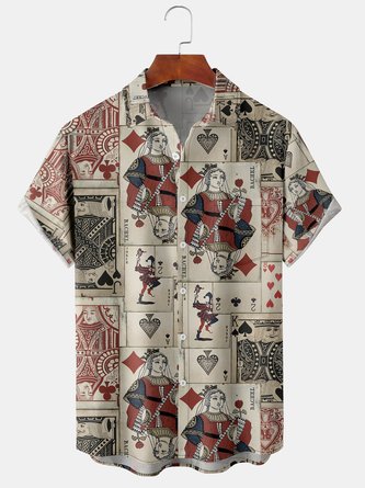 Men Geometric Casual Summer Polyester Lightweight Micro-Elasticity Vacation Regular Fit Short sleeve shirts