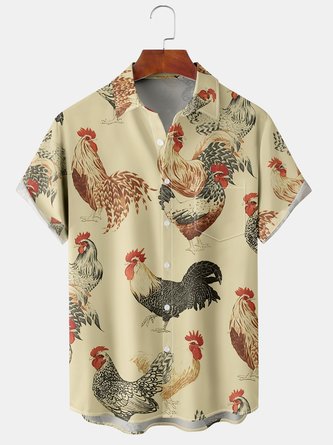 Casual Animal Summer Polyester Lightweight Micro-Elasticity Daily Regular Regular Size shirts for Men