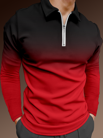 Casual Plain Autumn Polyester Printing Micro-Elasticity Party Long sleeve H-Line Polo shirt for Men