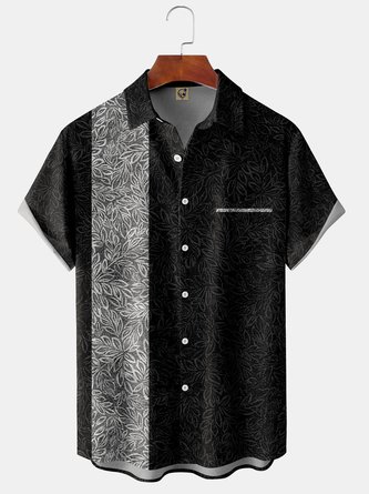 Textured Chest Pocket Short Sleeve Hawaiian Shirt