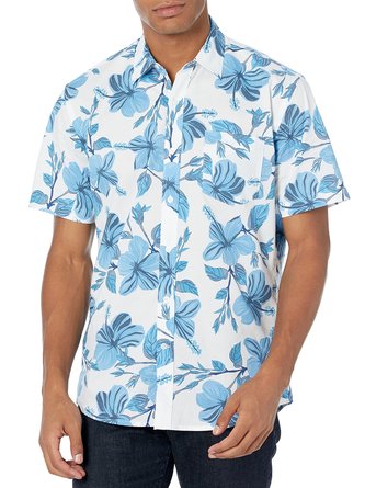 Floral Chest Pocket Short Sleeve Resort Shirt