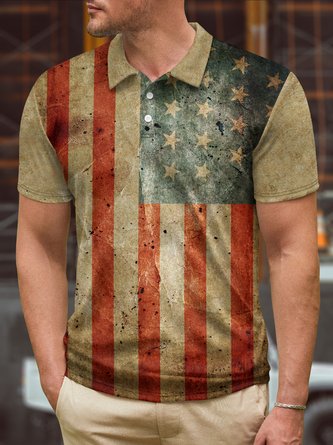 Ombre American Flag Short Sleeve Polo Shirt