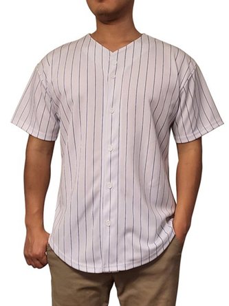 Striped Short Sleeve Baseball Shirt