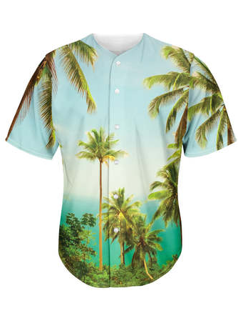 Palm Tree Short Sleeve Baseball Shirt