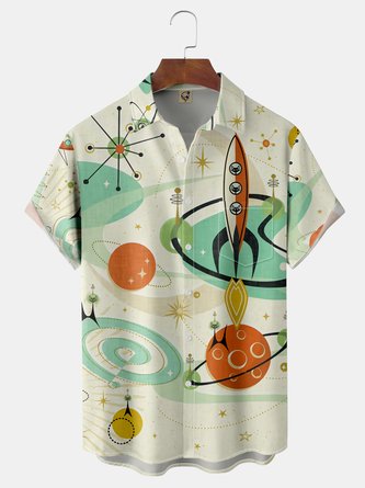 Mid-Century Geometry Chest Pocket Short Sleeve Shirt