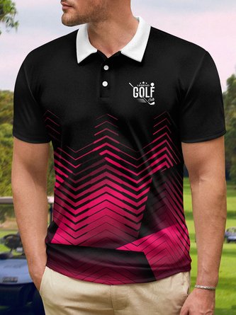 Geometric Button Short Sleeve Golf Polo Shirt
